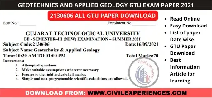 [Download] Geotechnics And Applied Geology Gtu Exam Paper | 2130606 Gtu Paper Easy Download Geotechnics And Applied Geology Paper Pdf