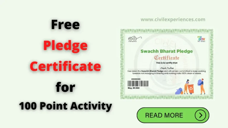 Free Pledge Certificate For 100 Point Activity