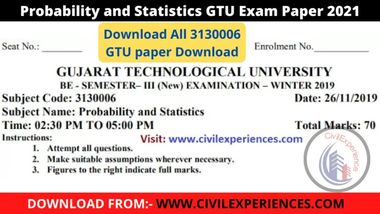 Probability And Statistics Gtu Exam Paper 2021 Civil Experience