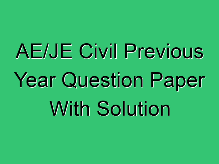 Ae Je Civil Previous Year Question Paper With Solution 373 Civil Experience