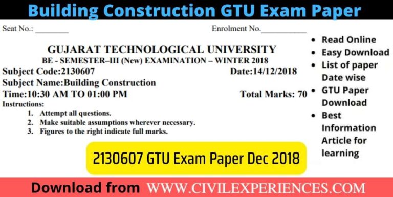 Building Construction Gtu Exam Paper 1 1 Civil Experience