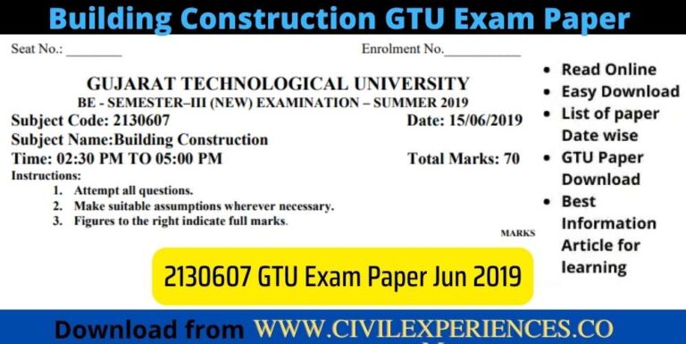 Building Construction Gtu Exam Paper