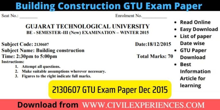 Building Construction Gtu Exam Paper Dec 2015 Civil Experience