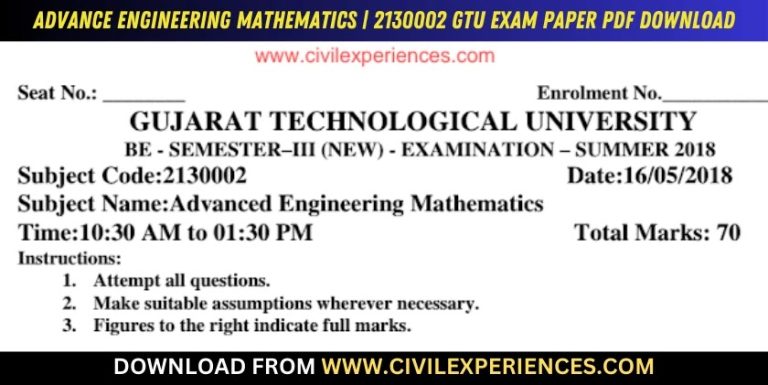 Gtu Advance Engineering Mathematics 16 May 2018 2130002
