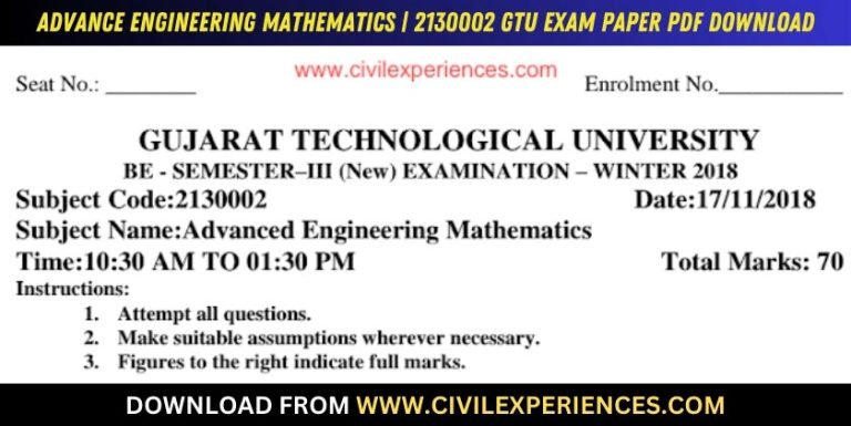 Gtu Advance Engineering Mathematics 17 November 2018 2130002