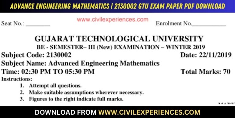 Gtu Advance Engineering Mathematics 22 November 2019 2130002