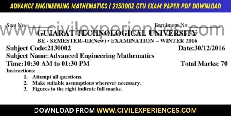 Gtu Advance Engineering Mathematics 30 December 2016 2130002