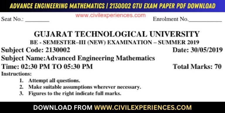 Gtu Advance Engineering Mathematics 30 May 2019 2130002