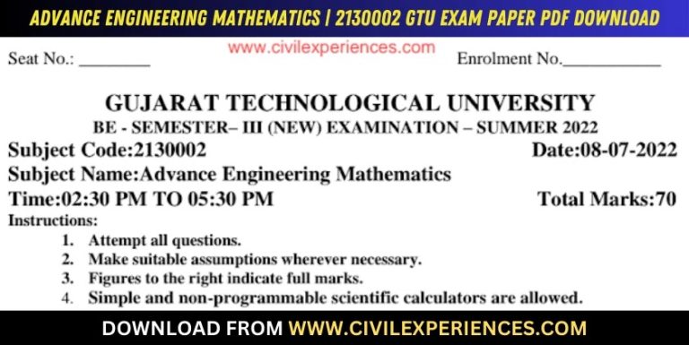 Gtu Advance Engineering Mathematics 8 July 2022 2130002