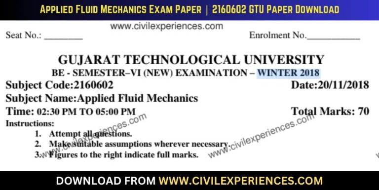 Gtu Applied Fluid Mechanics 20 November 2018 2160602