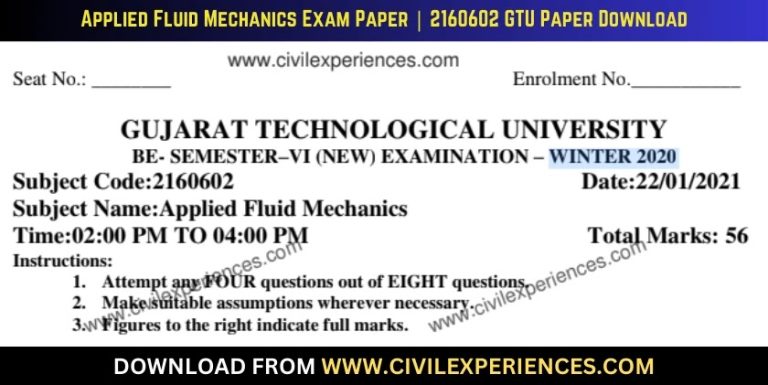 Gtu Applied Fluid Mechanics 22 January 2021 2160602