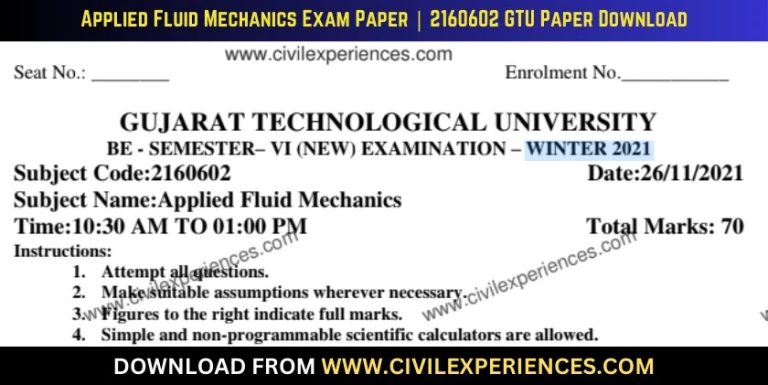 Gtu Applied Fluid Mechanics 26 November 2021 2160602