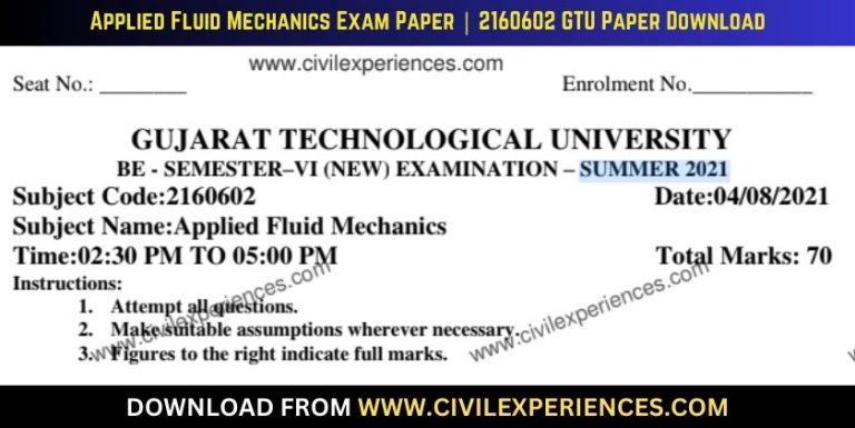 Gtu Applied Fluid Mechanics 4 August 2021 2160602