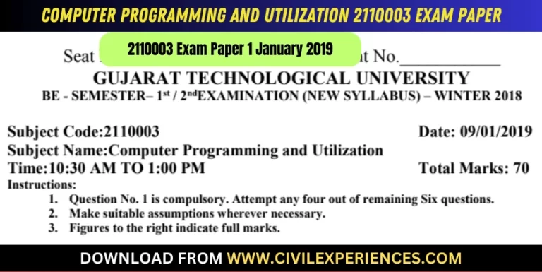 Gtu Computer Programming And Utilization 1 January 2019 2110003