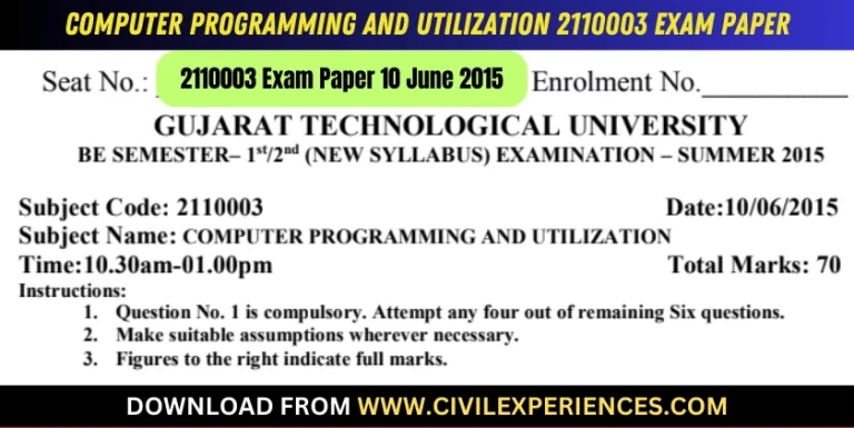 Gtu Computer Programming And Utilization 10 June 2015 2110003