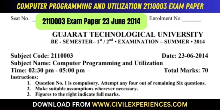 Gtu Computer Programming And Utilization 23 June 2014 2110003