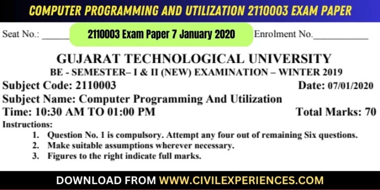 Gtu Computer Programming And Utilization 7 January 2020 2110003