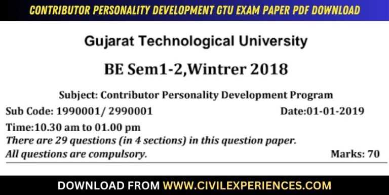 Gtu Contributor Personality Development 1 January 2019 2990001