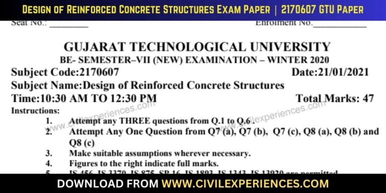 Gtu Design Of Reinforced Concrete Structures 21 January 2021 2170607