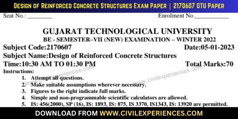 Gtu Design Of Reinforced Concrete Structures 5 January 2023 2170607