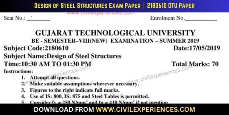 Gtu Design Of Steel Structures 17 May 2019 2180610
