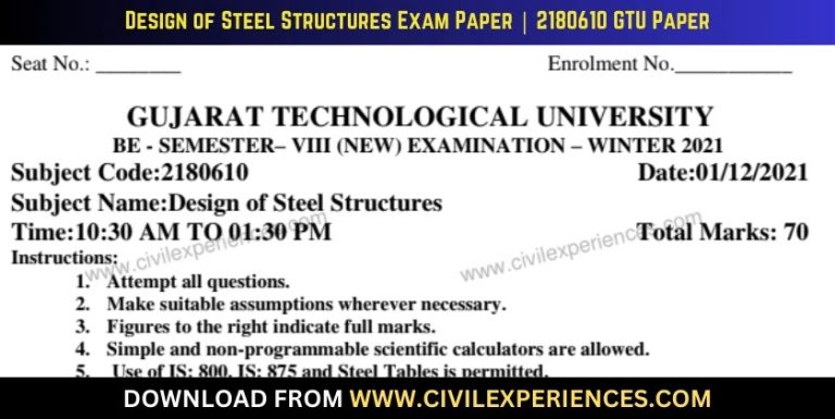 Gtu Design Of Steel Structures 28 January 2021 2180610