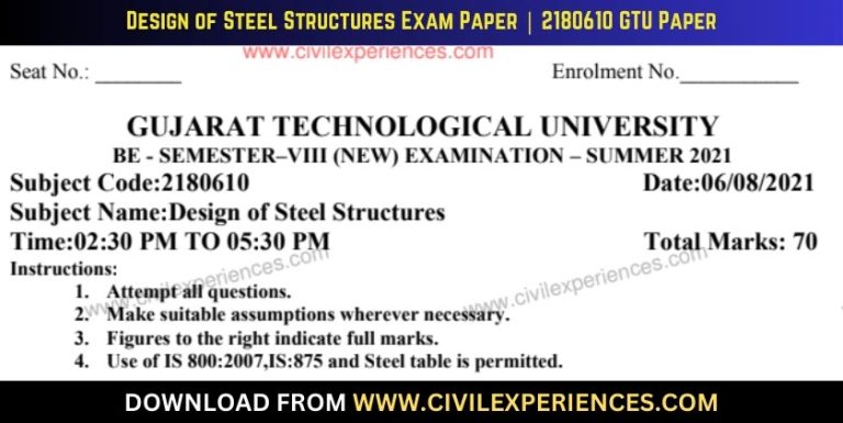Gtu Design Of Steel Structures 6 August 2021 2180610