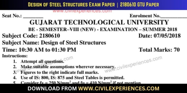 Gtu Design Of Steel Structures 7 May 2018 2180610