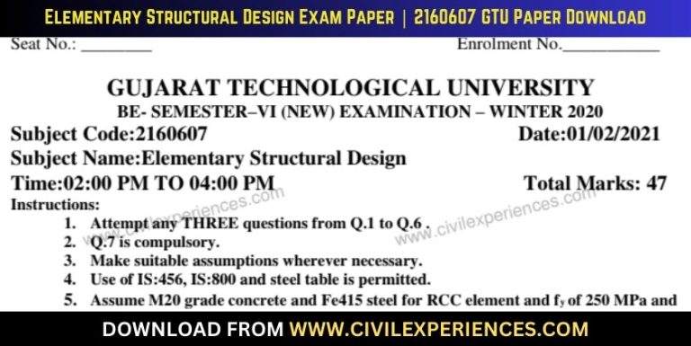 Gtu Elementary Structural Design 1 February 2021 2160607