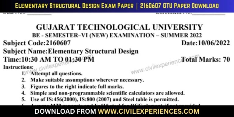 Gtu Elementary Structural Design 10 June 2022 2160607