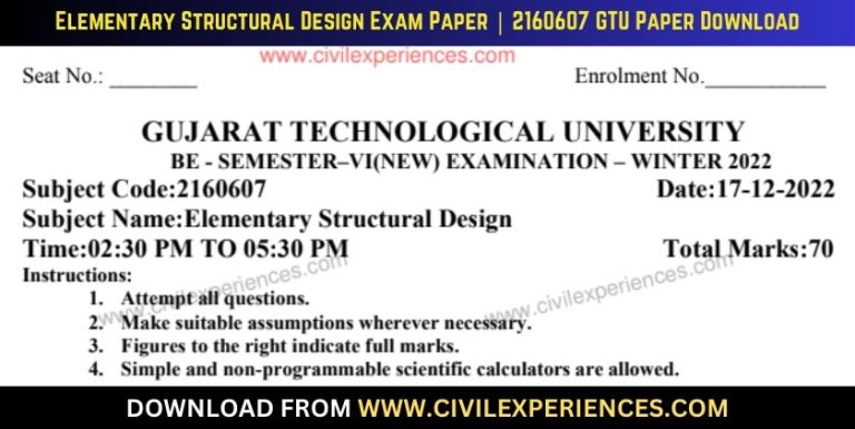 Gtu Elementary Structural Design 17 December 2022 2160607