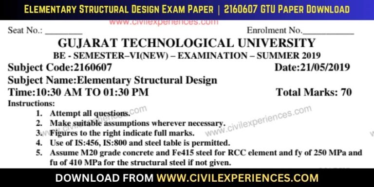 Gtu Elementary Structural Design 21 May 2019 2160607