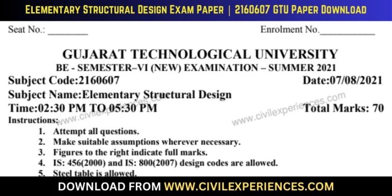 Gtu Elementary Structural Design 7 August 2021 2160607