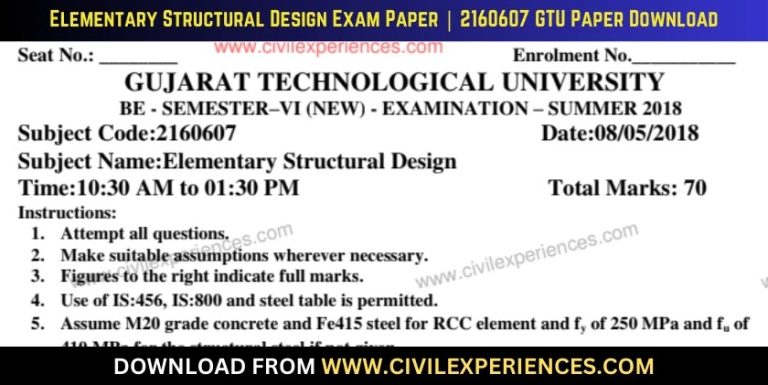 Gtu Elementary Structural Design 8 May 2018 2160607