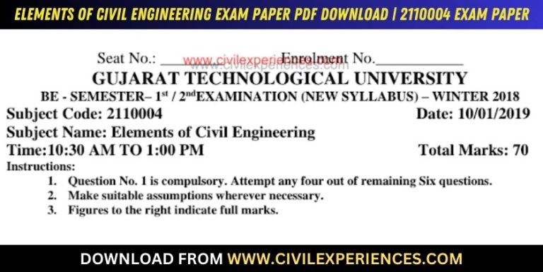 Gtu Elements Of Civil Engineering 10 January 2019 2110004