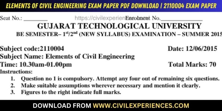 Gtu Elements Of Civil Engineering 12 June 2015 2110004