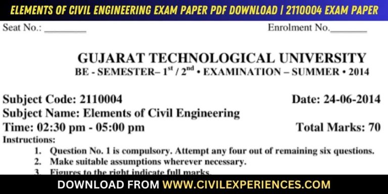 Gtu Elements Of Civil Engineering 24 June 2014 2110004
