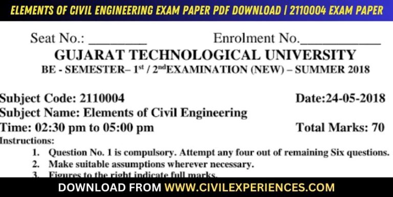 Gtu Elements Of Civil Engineering 24 May 2018 2110004