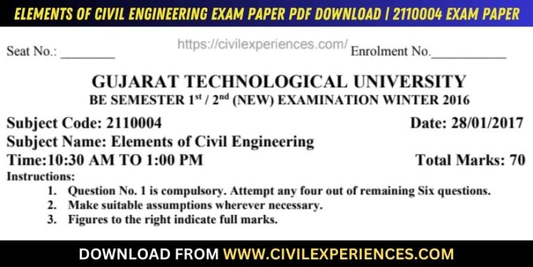 Gtu Elements Of Civil Engineering 28 January 2017 2110004
