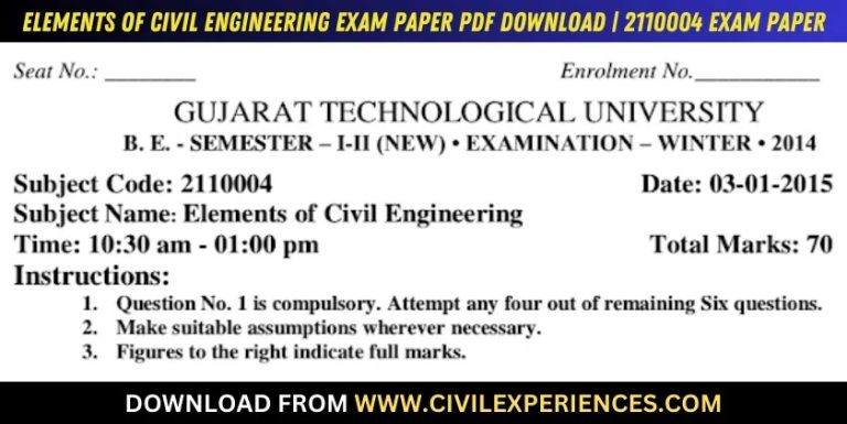 Gtu Elements Of Civil Engineering 3 January 2015 2110004