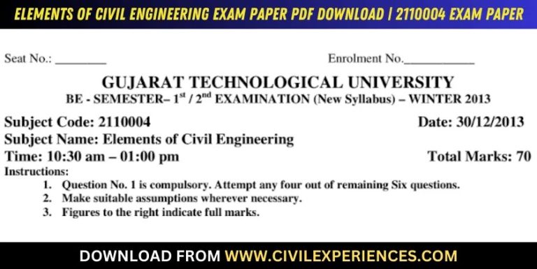 Gtu Elements Of Civil Engineering 30 December 2013 2110004