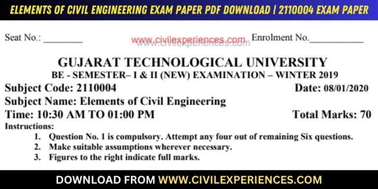 Gtu Elements Of Civil Engineering 8 January 2020 2110004