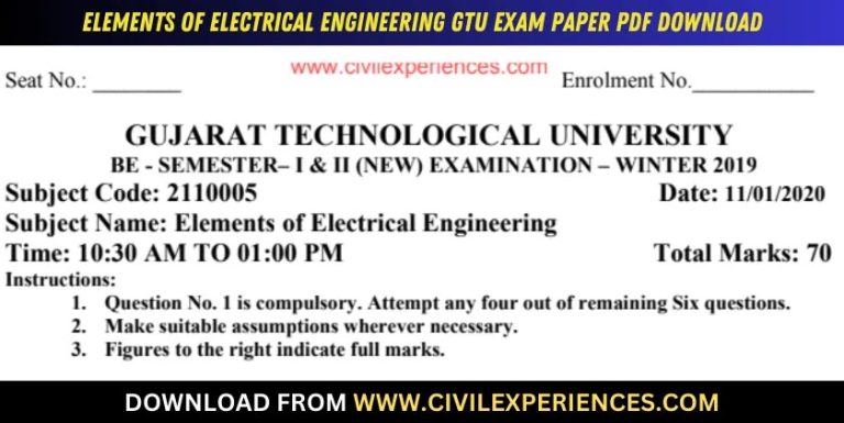 Gtu Elements Of Electrical Engineering 11 January 2020 2110005