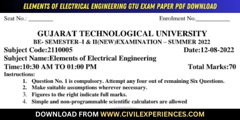 Gtu Elements Of Electrical Engineering 12 August 2022 2110005