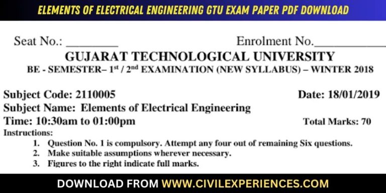 Gtu Elements Of Electrical Engineering 18 January 2019 2110005