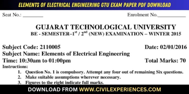 Gtu Elements Of Electrical Engineering 2 January 2016 2110005