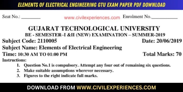 Gtu Elements Of Electrical Engineering 20 June 2019 2110005