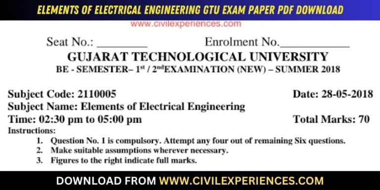 Gtu Elements Of Electrical Engineering 28 May 2018 2110005