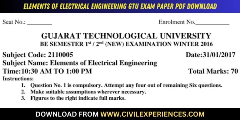 Gtu Elements Of Electrical Engineering 31 January 2017 2110005