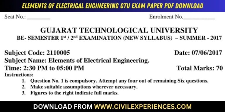 Gtu Elements Of Electrical Engineering 7 June 2017 2110005
